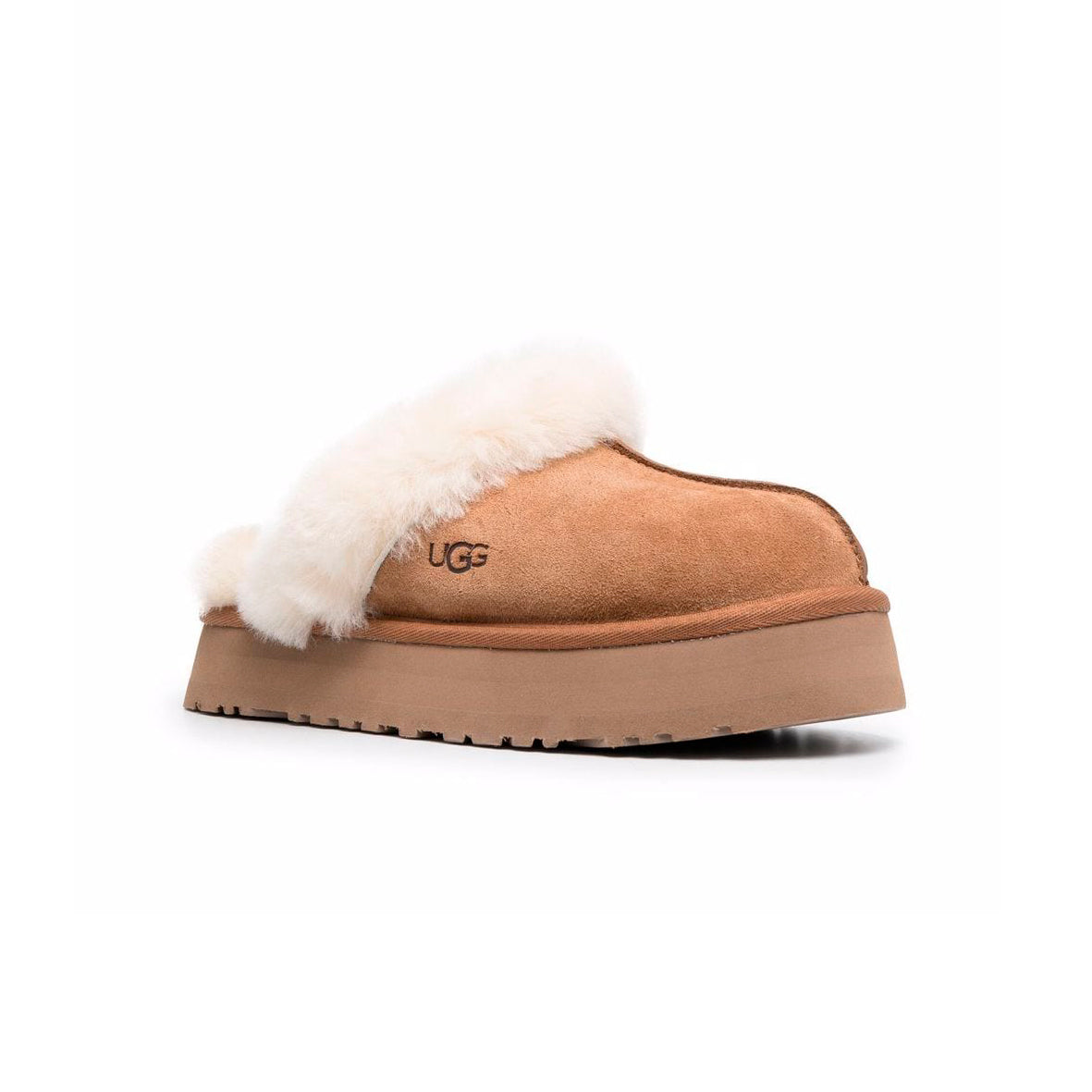 UGG Disquette Platform Camel sabot platform donna in pelle scamosciata e montone cammello, vista frontale