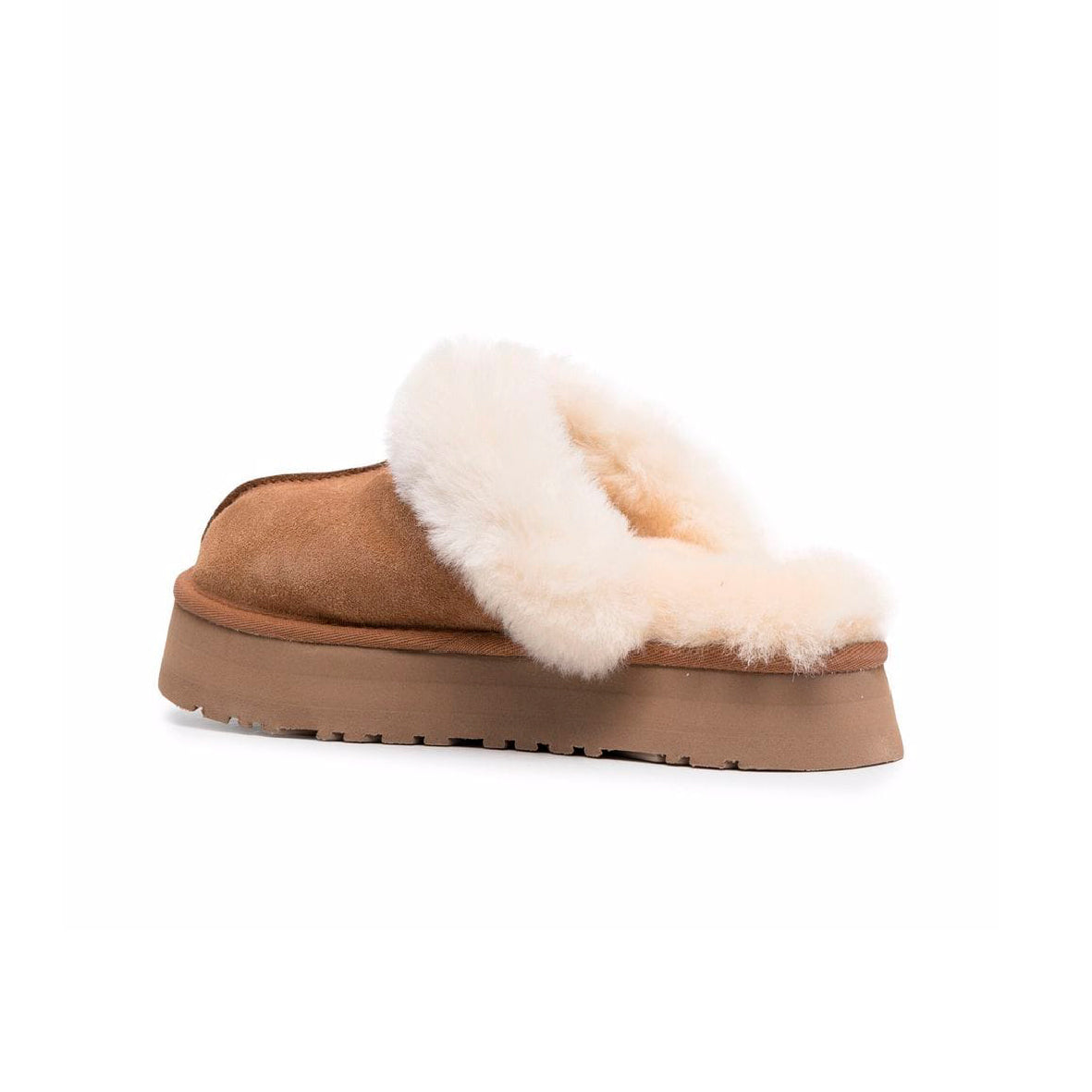 UGG Disquette Platform Camel sabot platform donna in pelle scamosciata e montone cammello, dettaglio suola