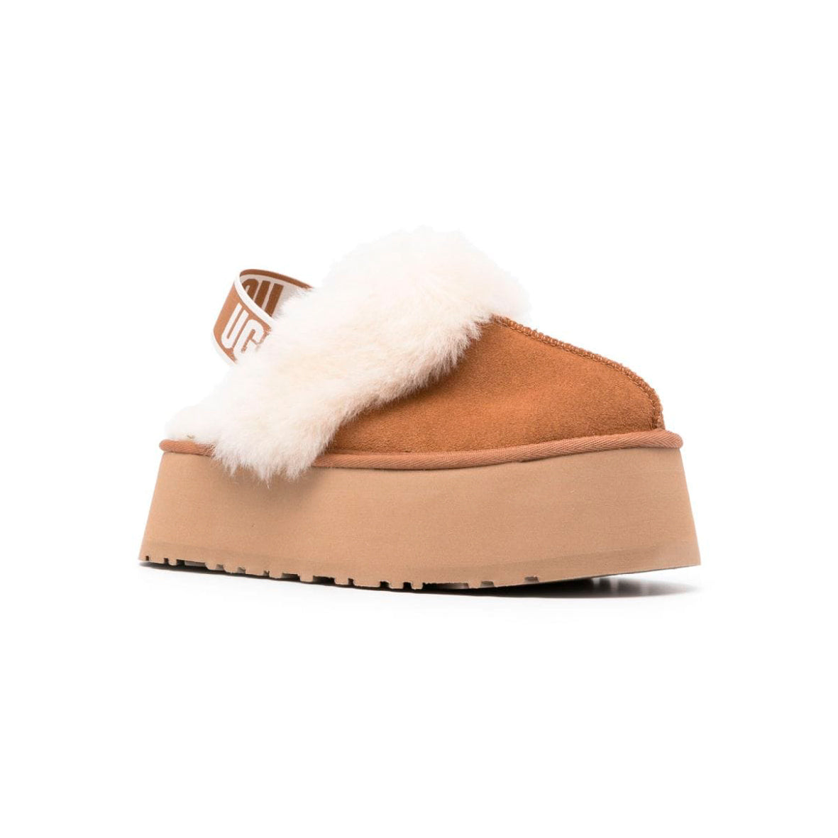 UGG Funkette Platform Camel sabot platform donna in pelle scamosciata e montone cammello, vista frontale