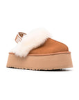 UGG Funkette Platform Camel sabot platform donna in pelle scamosciata e montone cammello, vista frontale