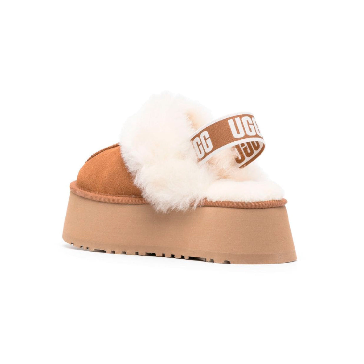 UGG Funkette Platform Camel sabot platform donna in pelle scamosciata e montone cammello, dettaglio suola