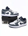 Nike Air Jordan 1 Low Bianco Grigio Blu Pelle Premium