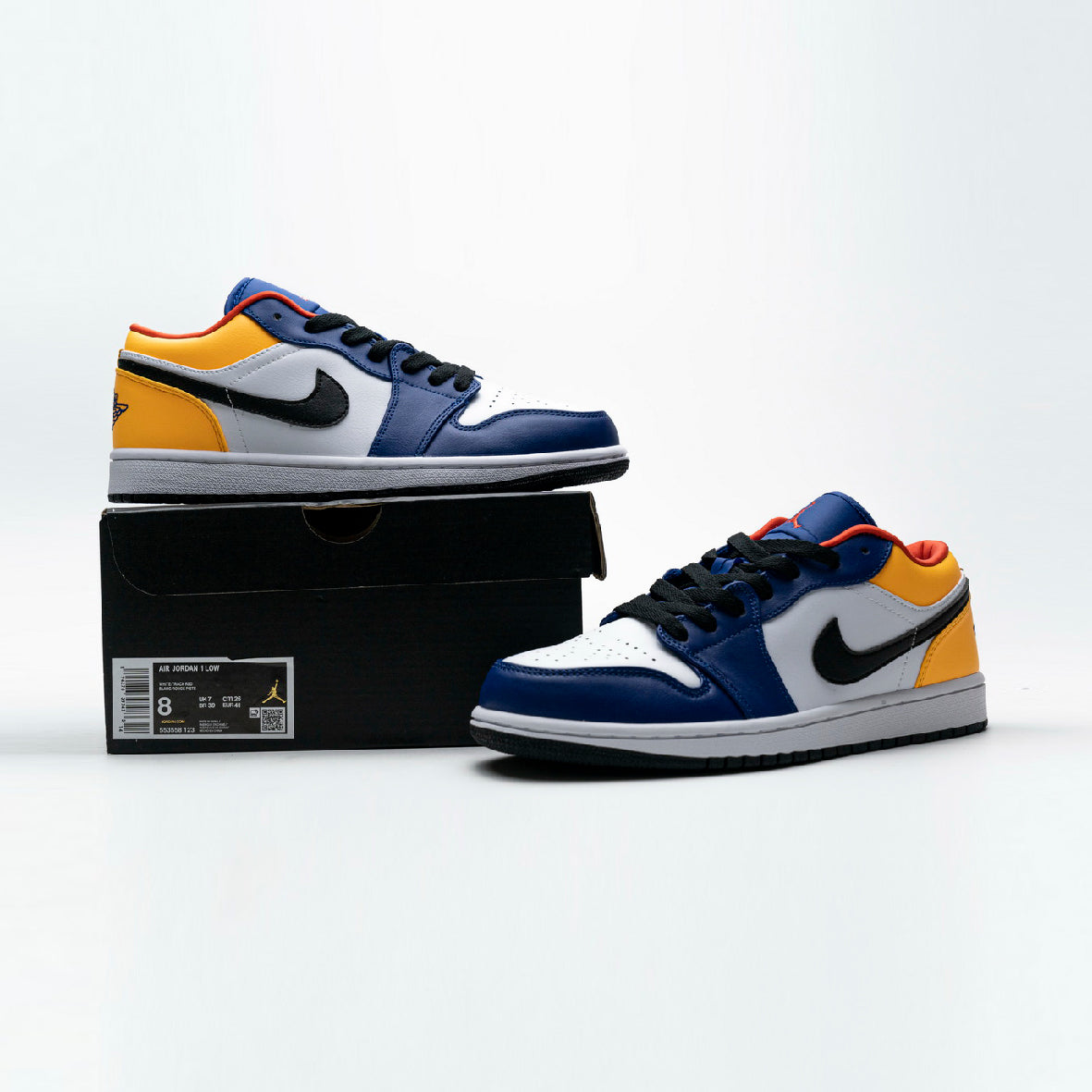 Nike Air Jordan 1 Low Blu Giallo Arancione Pelle Premium