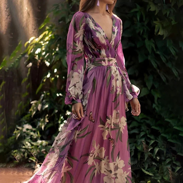 Sienna | Abito lungo da donna a maniche lunghe con stampa floreale