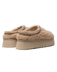 UGG Tazz Maxicurly Sand ciabatte platform uomo e donna in pelle scamosciata e montone beige sand, dettaglio suola