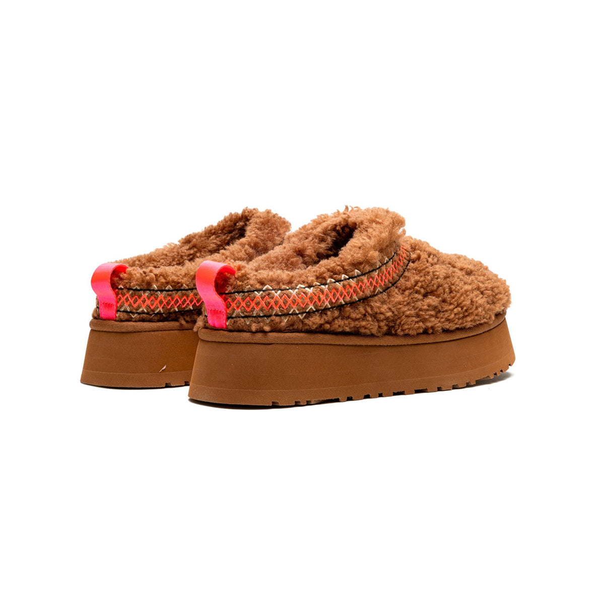 UGG Tazz Heritage Braid Brown ciabatte platform uomo e donna in pelle scamosciata e montone marrone, dettaglio suola