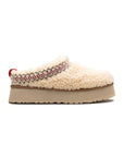 UGG Tazz Heritage Braid Natural ciabatte platform uomo e donna in pelle scamosciata e montone naturale, vista laterale