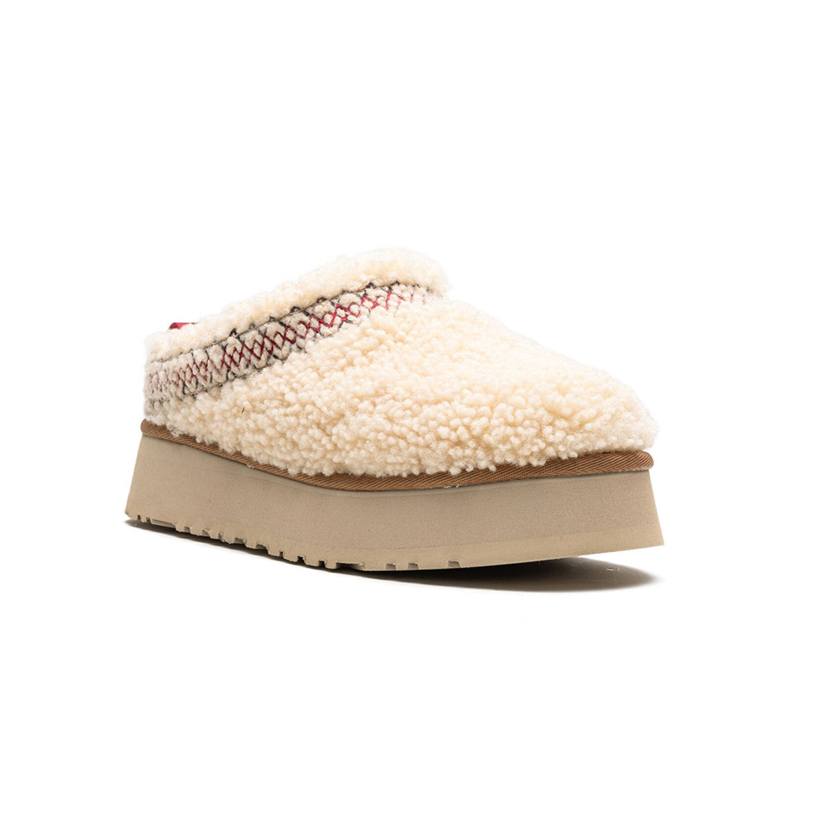 UGG Tazz Heritage Braid Natural ciabatte platform uomo e donna in pelle scamosciata e montone naturale, vista frontale