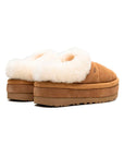 UGG Tazzlita Chestnut ciabatte uomo e donna in pelle scamosciata e montone marrone chestnut, vista frontale