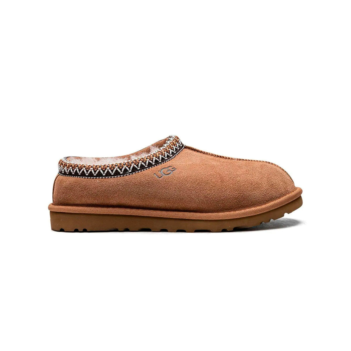 UGG Tasman Camel ciabatte chiuse uomo e donna in pelle scamosciata e montone cammello, vista laterale