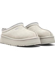 UGG Tazz Seal ciabatte platform uomo e donna in pelle scamosciata e montone grigio, vista frontale