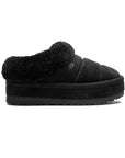 UGG Tazzlita Black ciabatte uomo e donna in pelle scamosciata e montone nero, vista laterale