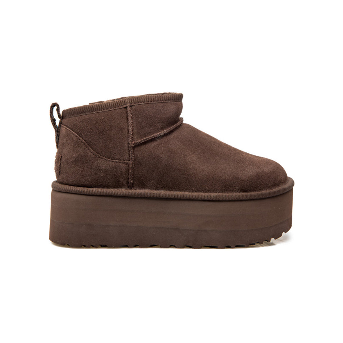 UGG Classic Ultra Mini Platform Brown stivaletti con zeppa uomo e donna marrone, vista laterale