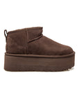 UGG Classic Ultra Mini Platform Brown stivaletti con zeppa uomo e donna marrone, vista laterale