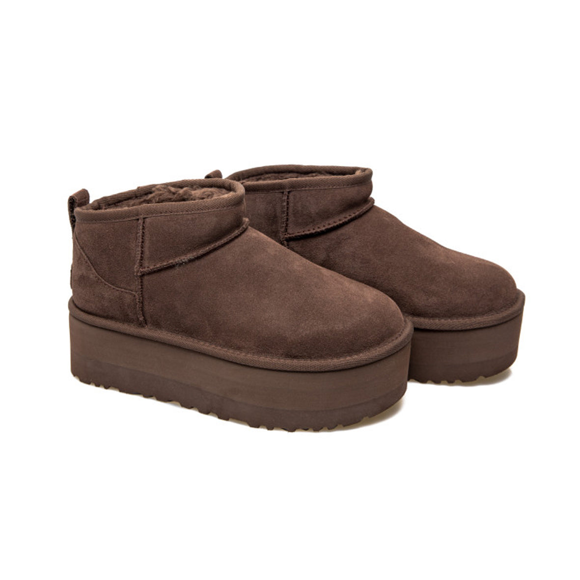 UGG Classic Ultra Mini Platform Brown stivaletti con zeppa uomo e donna marrone, vista frontale