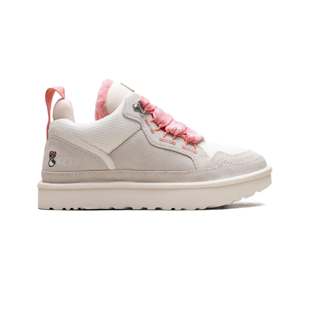 UGG Lowmel Love '25 Jasmin Tropical Pink sneakers uomo e donna in pelle scamosciata rosa, vista laterale