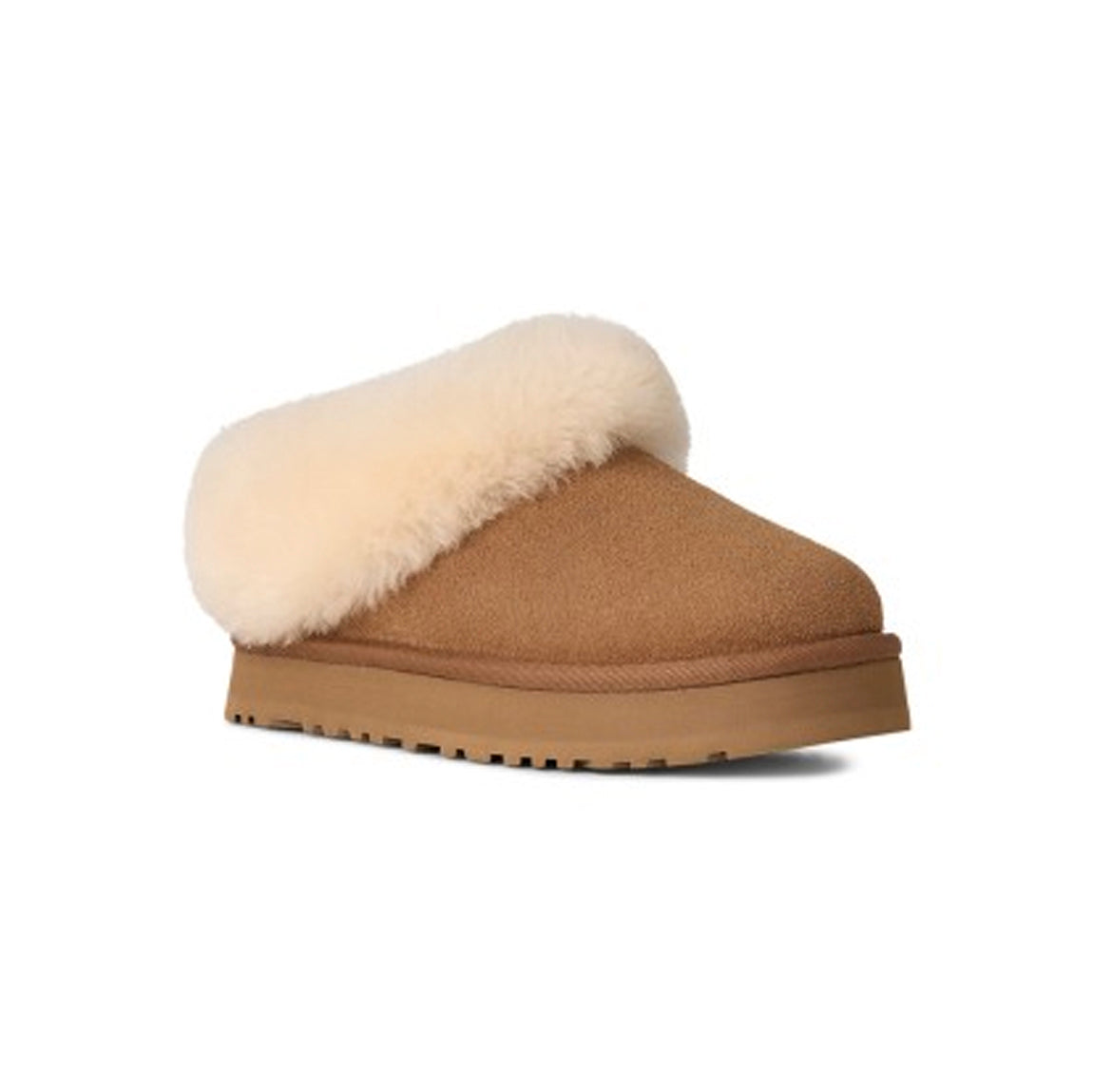 UGG Tazzelle Chestnut ciabatte platform donna in pelle scamosciata e montone marrone chestnut, vista frontale