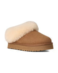 UGG Tazzelle Chestnut ciabatte platform donna in pelle scamosciata e montone marrone chestnut, vista frontale