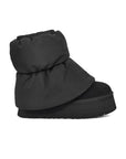 UGG Mini Dipper Puffer Black stivaletti uomo e donna in pelle scamosciata e montone nero, vista laterale