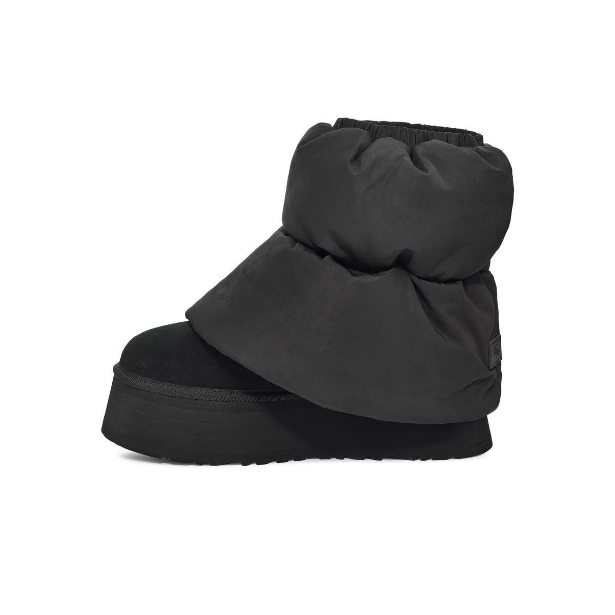 UGG Mini Dipper Puffer Black stivaletti uomo e donna in pelle scamosciata e montone nero, dettaglio suola