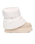 UGG Mini Dipper Puffer Neutral stivaletti uomo e donna in pelle scamosciata e montone beige, vista laterale