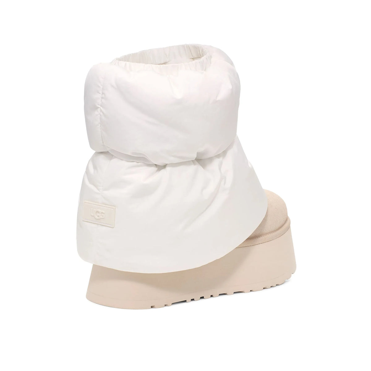 UGG Mini Dipper Puffer Neutral stivaletti uomo e donna in pelle scamosciata e montone beige, dettaglio suola