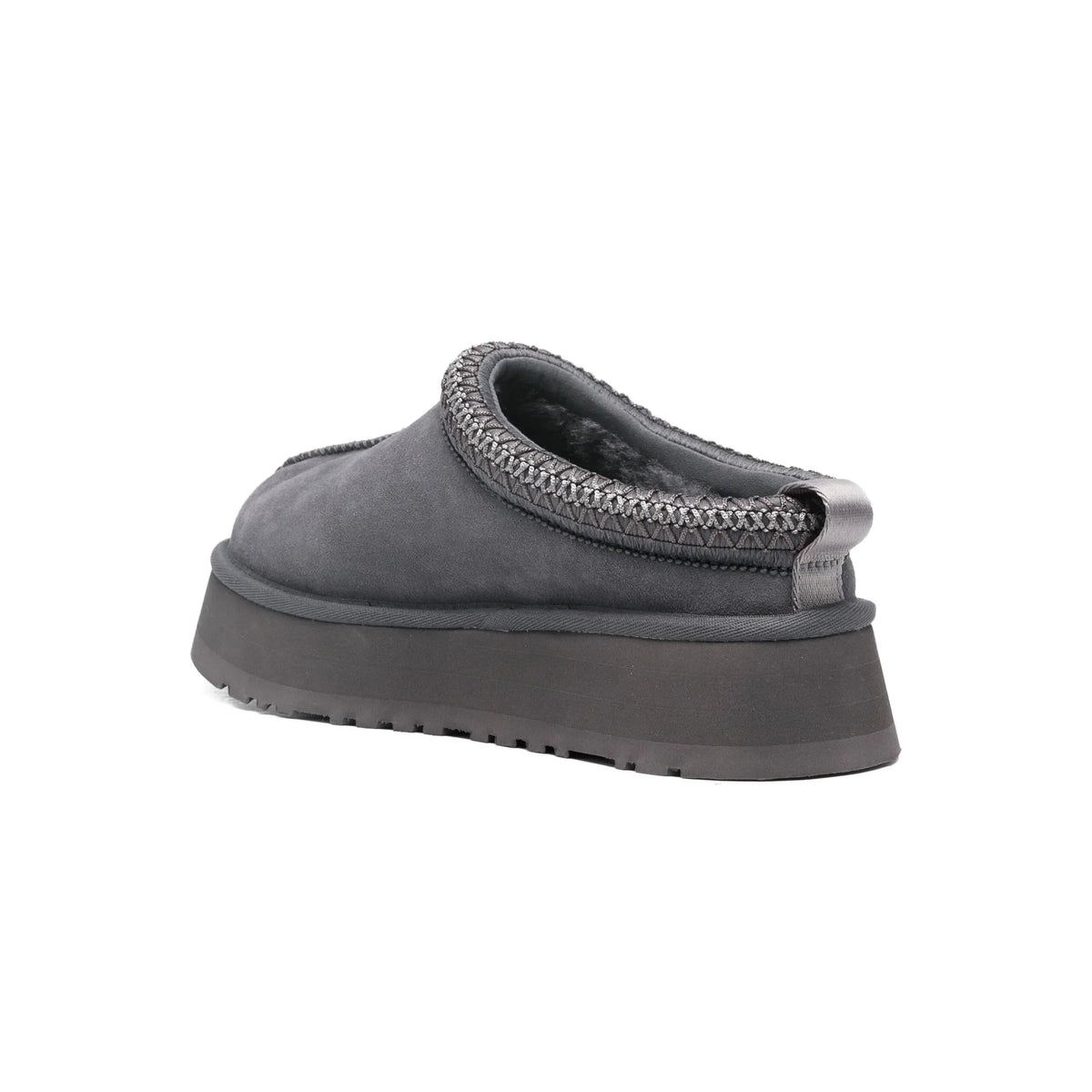 UGG Tazz Obsidian ciabatte platform uomo e donna in pelle scamosciata e montone blu, dettaglio suola