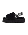 UGG Disco Slide Black ciabatte uomo e donna in montone nero, vista posteriore
