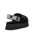 UGG Disco Slide Black ciabatte uomo e donna in montone nero, dettaglio suola