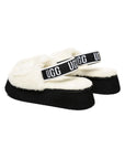 UGG Disco Slide White Black ciabatte uomo e donna in montone bianco e nero, dettaglio suola