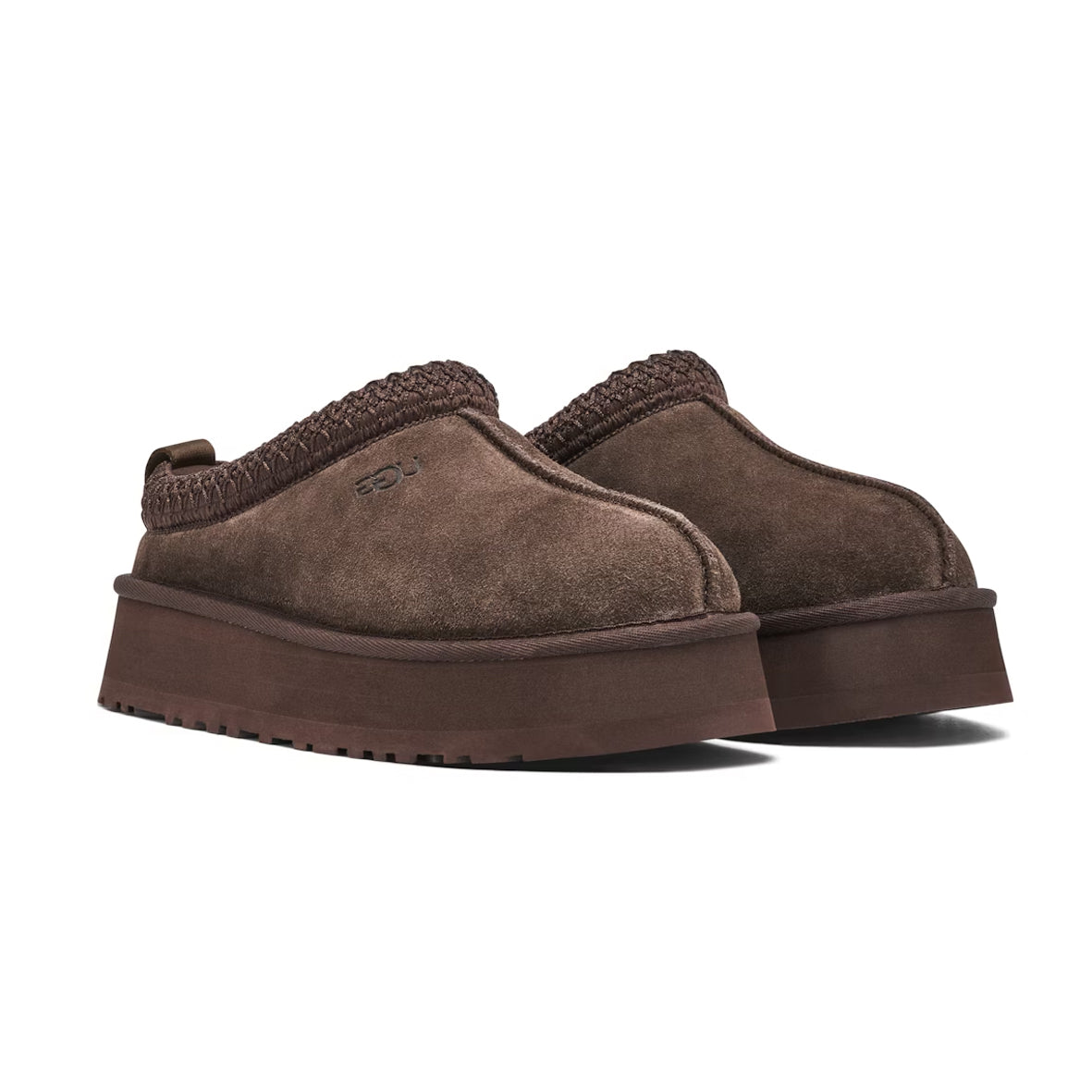 UGG Tazz Cacao ciabatte platform uomo e donna in pelle scamosciata e montone cacao, vista frontale