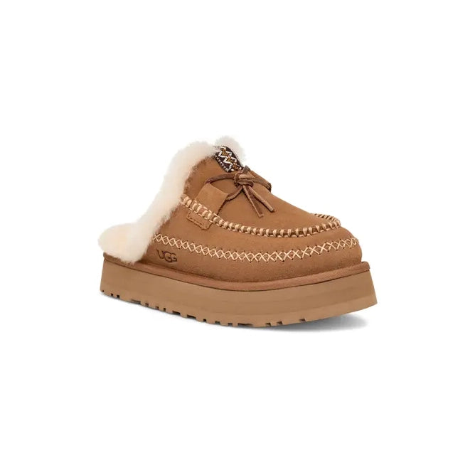 UGG Disquette Alpine Chestnut sabot donna in pelle scamosciata e montone marrone chestnut, vista frontale