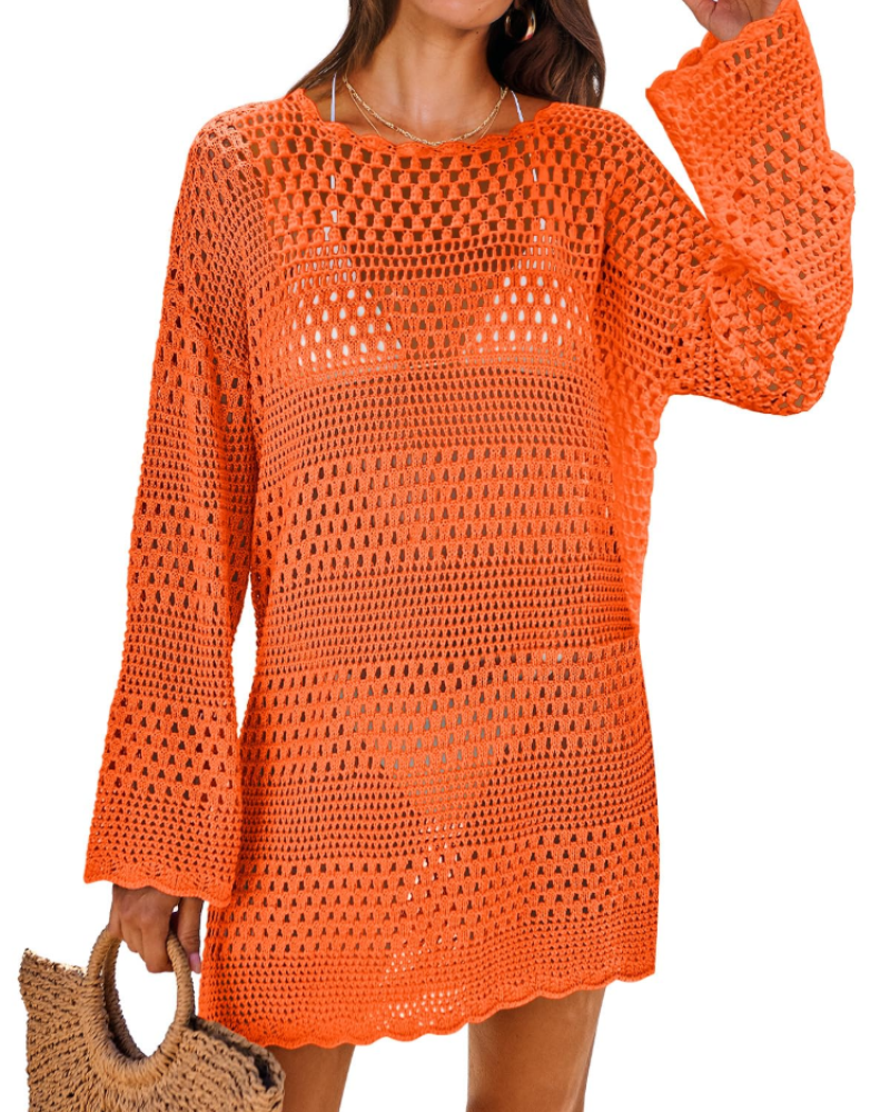 Vianney Abito da Spiaggia Donna – Abito Trasparente in Crochet, Copricostume Estivo Elegante in Maglia