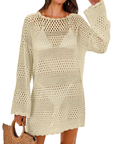 Vianney Abito da Spiaggia Donna – Abito Trasparente in Crochet, Copricostume Estivo Elegante in Maglia