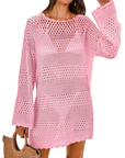 Vianney Abito da Spiaggia Donna – Abito Trasparente in Crochet, Copricostume Estivo Elegante in Maglia