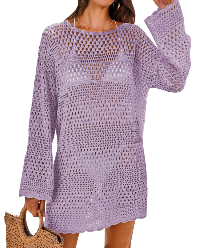 Vianney Abito da Spiaggia Donna – Abito Trasparente in Crochet, Copricostume Estivo Elegante in Maglia