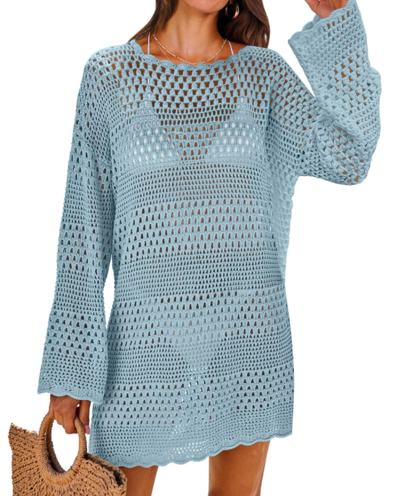 Vianney Abito da Spiaggia Donna – Abito Trasparente in Crochet, Copricostume Estivo Elegante in Maglia