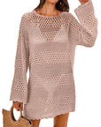 Vianney Abito da Spiaggia Donna – Abito Trasparente in Crochet, Copricostume Estivo Elegante in Maglia