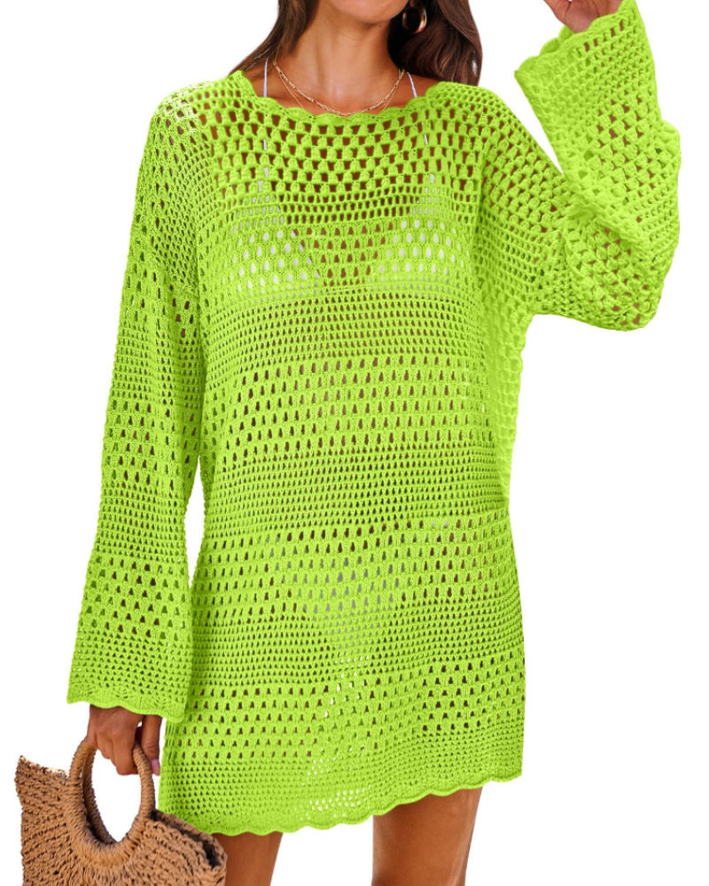Vianney Abito da Spiaggia Donna – Abito Trasparente in Crochet, Copricostume Estivo Elegante in Maglia