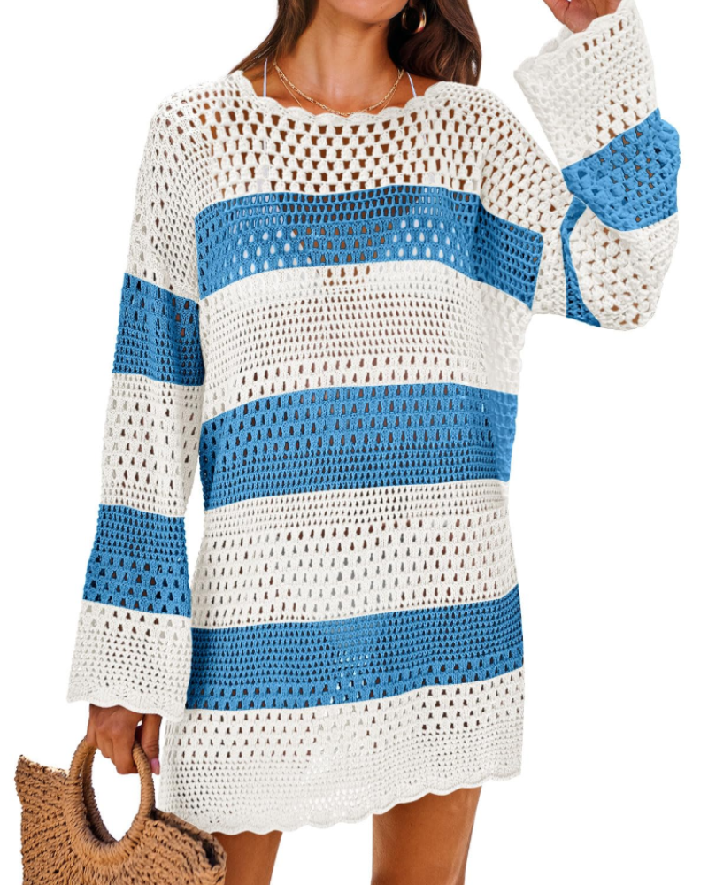Vianney Abito da Spiaggia Donna – Abito Trasparente in Crochet, Copricostume Estivo Elegante in Maglia