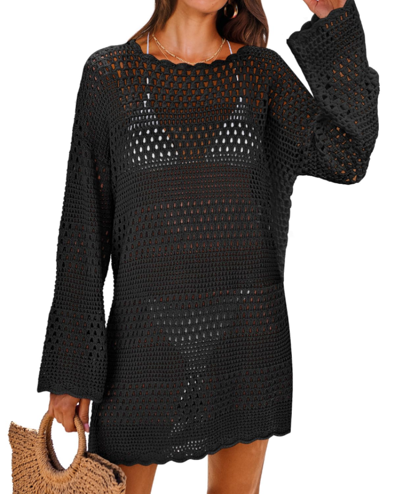 Vianney Abito da Spiaggia Donna – Abito Trasparente in Crochet, Copricostume Estivo Elegante in Maglia