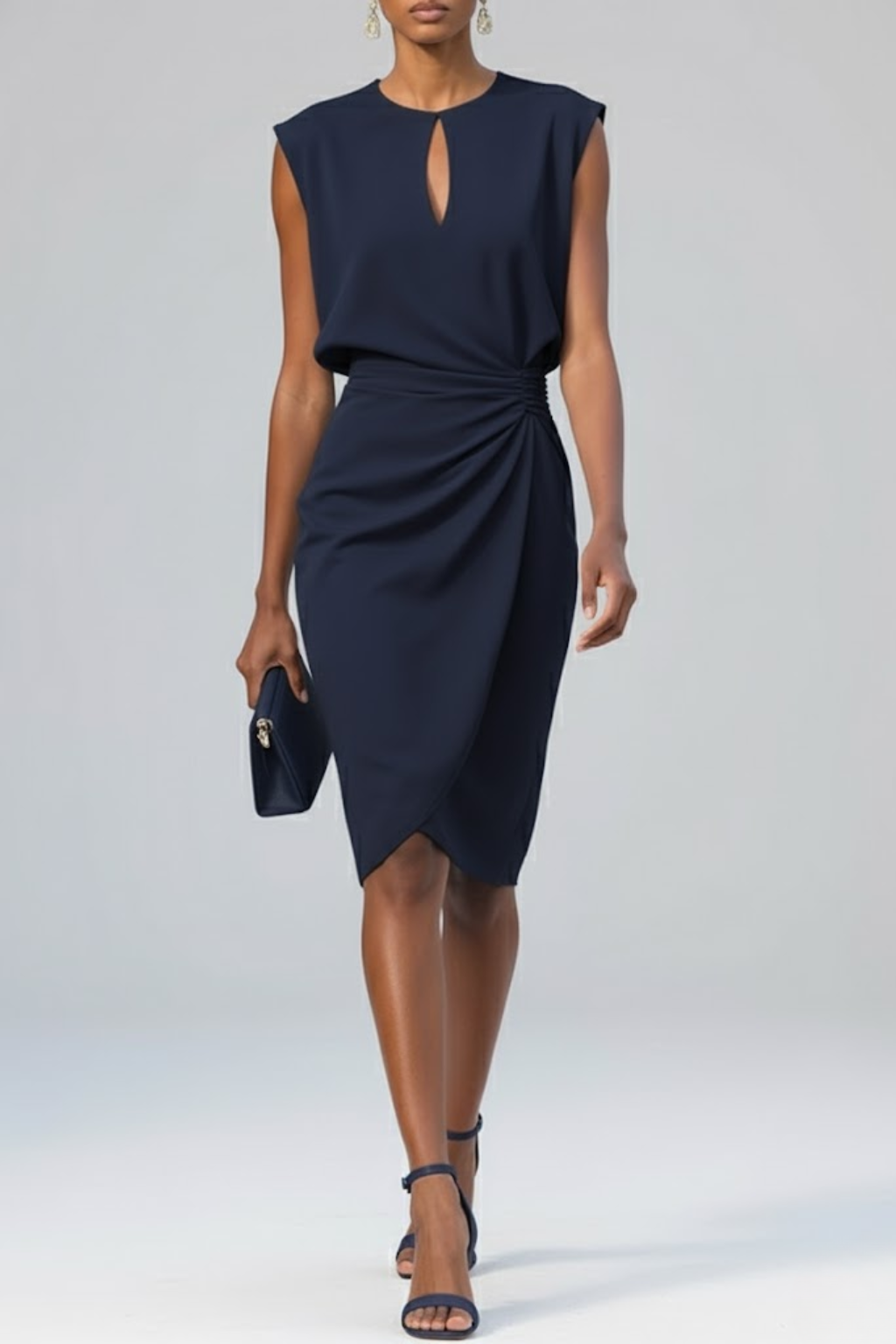 Violet | Abito midi donna con scollo a goccia e arricciature
