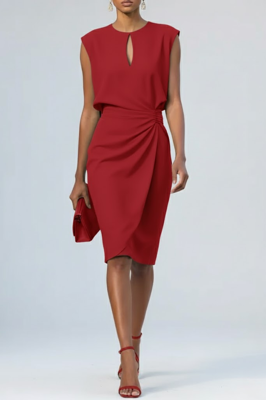 Violet | Abito midi donna con scollo a goccia e arricciature