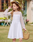Vestito Aishi per Ragazza – Maniche Lunghe in Mesh, Taglio A-Line e Vita Alta con Tasche
