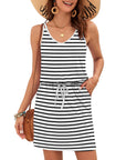 Vestito Donna Ursula – Scollo a V, Spalline Sottili, Taglio Mini e Vita Regolabile con Tasche Estate