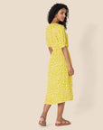 Vestito Donna Krishna – Taglio A-Line Sagomato, Maniche Corte e Gonna Midi Svasata con Tasche