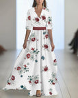Abito lungo donna in tessuto leggero, scollo a V — vista 14