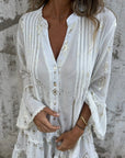 Willow | Vestito midi boho a balze con scollo a V da donna con dettagli dorati