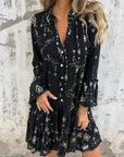 Willow | Vestito midi boho a balze con scollo a V da donna con dettagli dorati