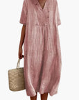 Willow | Abito midi in lino con scollo a V e vestibilità comoda da donna